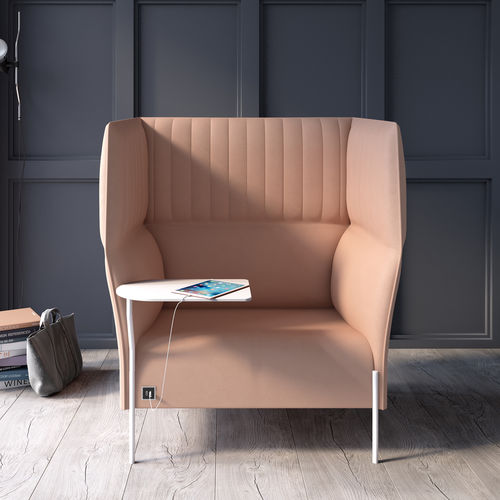 Fauteuil visiteur contemporain - DOLLY EREMO - ESTEL - en tissu / en cuir / avec dossier haut