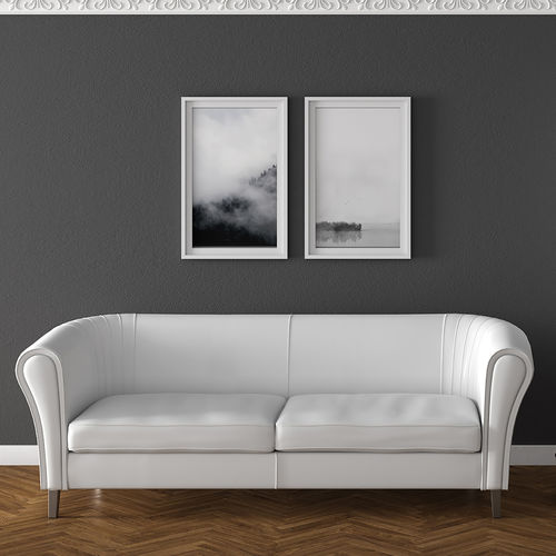 Canapé contemporain - ANTONI - ESTEL - en cuir / blanc / en bois