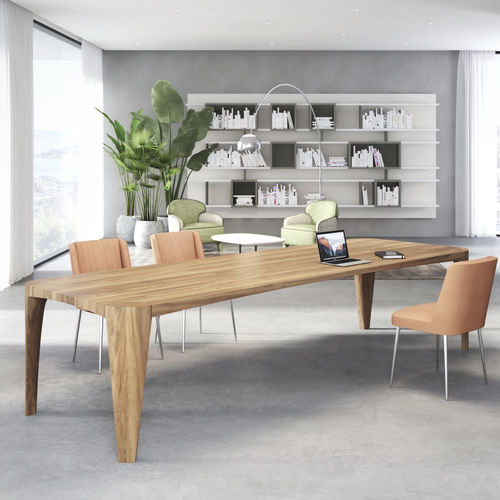 Table contemporaine - TERRA - ESTEL - en chêne / en bois massif / avec piètement en chêne