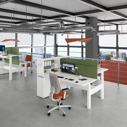 Bureau pour open space - JOINT + EVO HP - ESTEL - sur pied / de 2 à 4 personnes / contemporain
