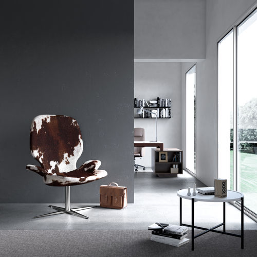 Fauteuil visiteur contemporain - CLARKE - ESTEL - en tissu / en cuir / en métal