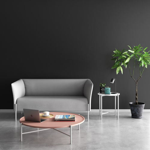 Table basse contemporaine - DOLLY - ESTEL - en MDF laqué / avec piètement en métal / ronde