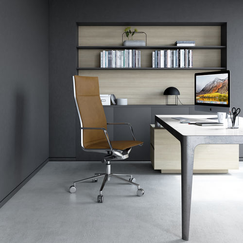 Fauteuil de direction avec dossier haut - ALUMINIA - ESTEL - contemporain / en cuir / en tissu