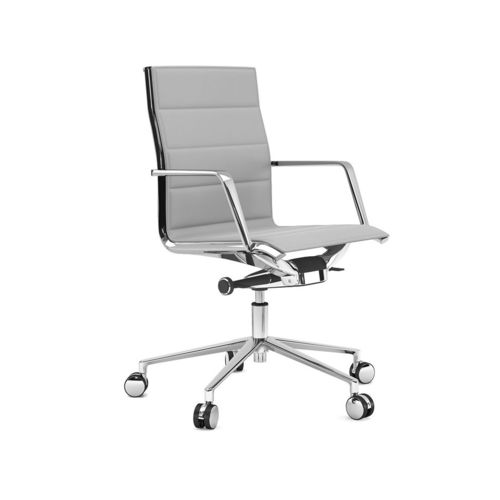 Fauteuil de bureau contemporain - ALUMINIA - ESTEL - en cuir / en aluminium / tapissé