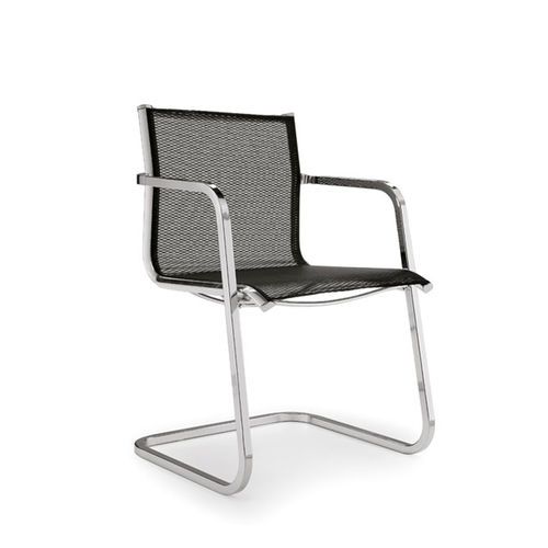 Chaise visiteur contemporaine - ALUMINIA - ESTEL - d'intérieur / en résille / en cuir
