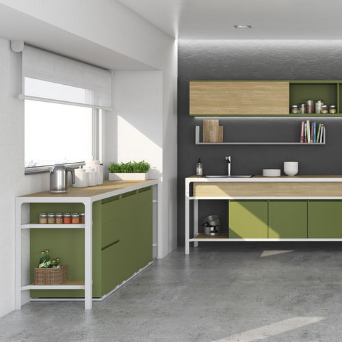 Armoire de rangement pour cuisine contemporain - BANCO A PARETE - ESTEL - en bois / professionnel