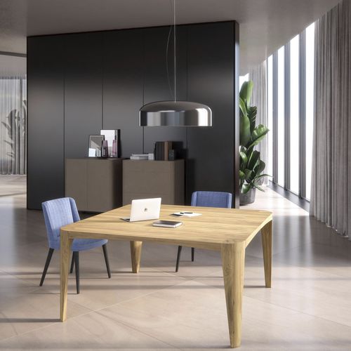 Table contemporaine - TERRA - ESTEL - en chêne naturel / avec piètement en bois / rectangulaire