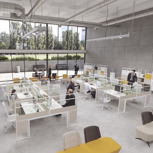 Séparateur de bureau sur bureau - CARING - ESTEL - au sol / en verre / en aluminium