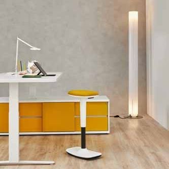Tabouret de bar contemporain - UP - ESTEL - en tissu / en polyuréthane / avec piètement en métal