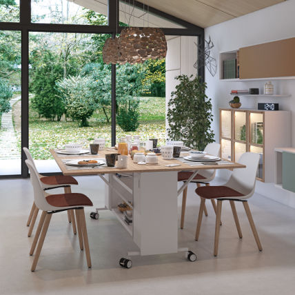 Table contemporaine - ESTEL - en bois / avec piètement en métal / rectangulaire