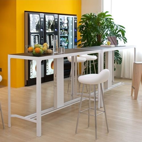 Table contemporaine - ESTEL - en métal peint / avec piètement en métal / avec piètement en bois