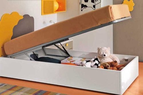 Lit simple - NUVOLA - 5 - Faer Ambienti - contemporain / avec base de rangement / en bois