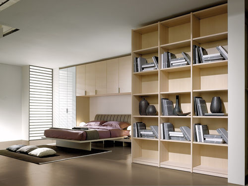 Armoire contemporaine - SPAZIANTE - 1 - Faer Ambienti - en bois / à portes battantes / avec bibliothèque