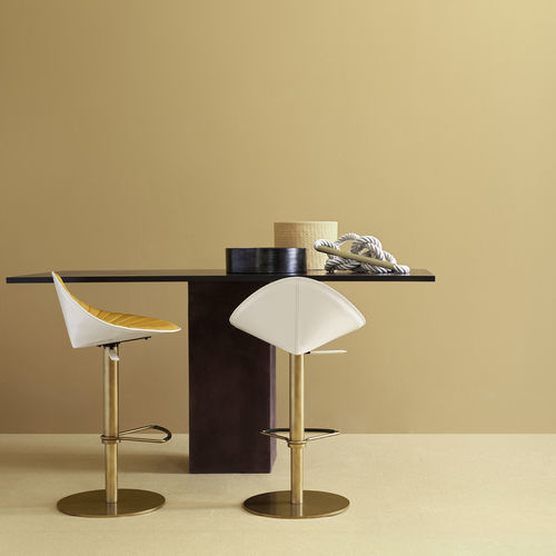 Tabouret contemporain - FIORILE BAR PLISSE BT - fasem - en cuir / avec piètement en acier / piètement central