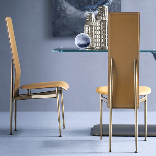Chaise de salle à manger contemporaine - S44 - fasem - d'intérieur / en cuir / avec piètement en acier