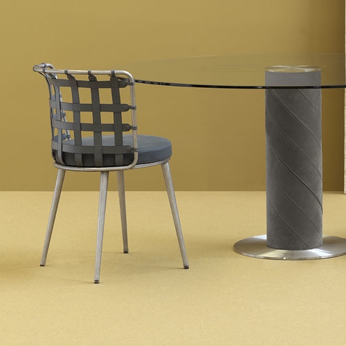 Chaise de salle à manger contemporaine - LOLA - fasem - d'intérieur / en cuir / avec piètement en acier