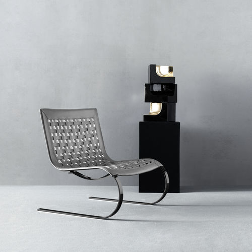Chauffeuse contemporaine - O’MIES - fasem - en cuir / en acier / grise