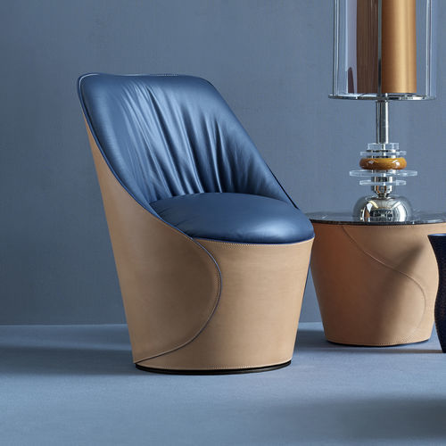 Fauteuil contemporain - ELECTA LOUNGE - fasem - en cuir / en fleur de bovin / marron