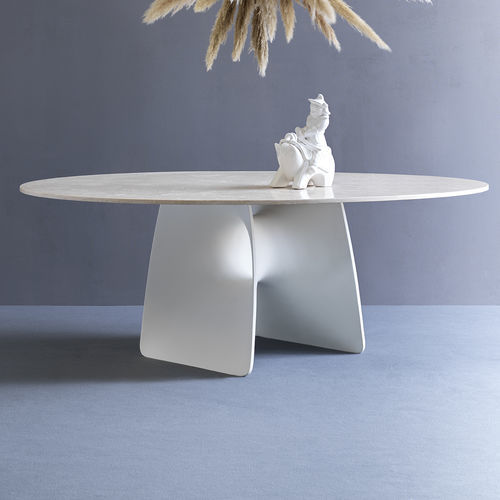 Table à manger contemporaine - LUX - fasem - en marbre / en pierre naturelle / avec piètement en pierre