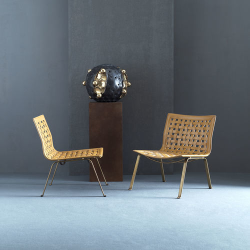 Chauffeuse contemporaine - NET W - fasem - en cuir / en acier / marron