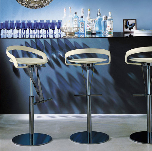 Tabouret contemporain - CAYMAN BAR BT - fasem - en cuir / avec piètement en acier / piètement central