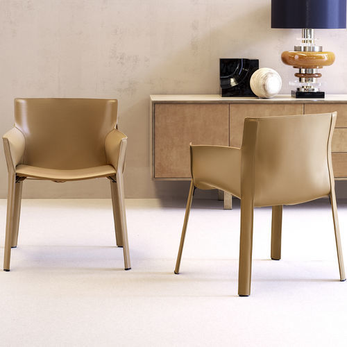 Chaise de bureau contemporaine - P90 - fasem - d'intérieur / en cuir / avec piètement en acier