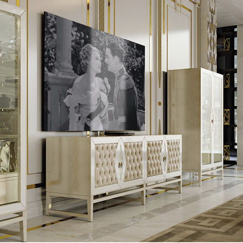 Buffet contemporain - Pegaso - Formenti - en chêne / en cuir / en marbre
