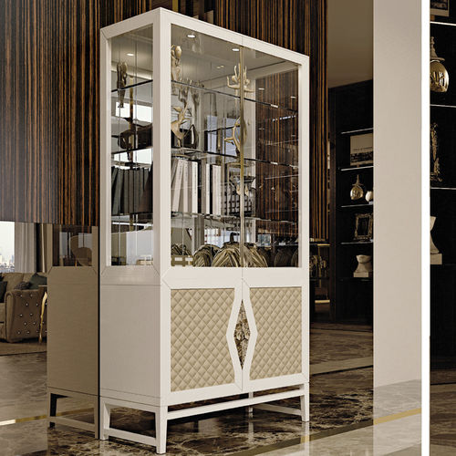 Vitrine contemporaine - Carnaby - Formenti - en verre / en bois / en cuir