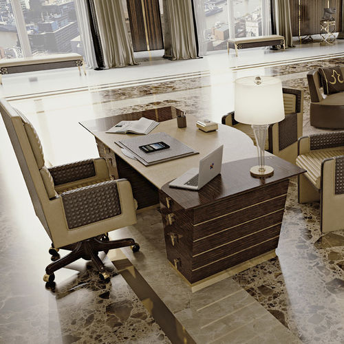 Bureau sur pied - Fooster - Formenti - contemporain / en bois / en cuir