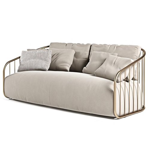 Canapé contemporain - CHARLESTON  - Formitalia Group - en cuir / gris / avec piètement en métal