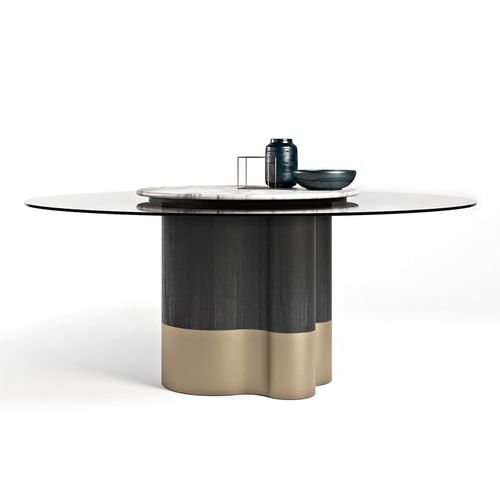 Table à manger contemporaine - MARYGOLD - Formitalia Group - en verre / avec piètement en métal brossé / avec piètement en bois