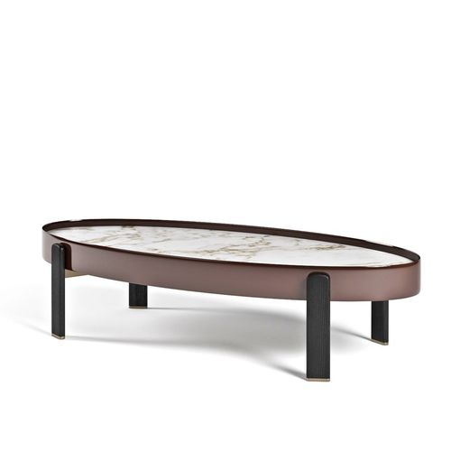 Table basse contemporaine - KEAN  - Formitalia Group - en cuir / en marbre / avec piètement en frêne