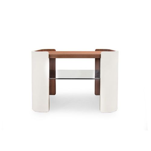 Table de chevet contemporaine - DOWNTOWN  - Formitalia Group - en placage de bois / en verre / avec piètement en bois