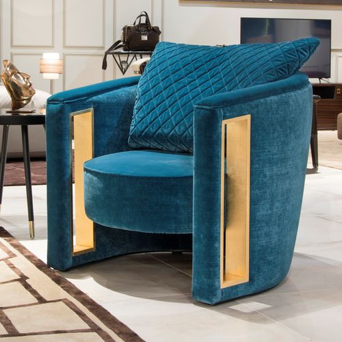 Fauteuil contemporain - RACHELE - Formitalia Group - en velours / en laiton / gris