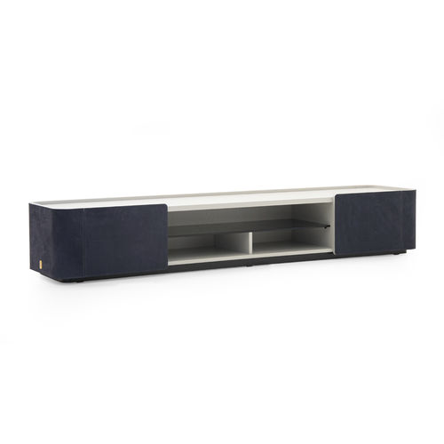 Meuble TV contemporain - DOWNTOWN  - Formitalia Group - lowboard / en placage de bois / en cuir
