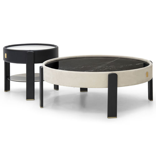 Table basse contemporaine - KEAN  - Formitalia Group - en cuir / en marbre / avec piètement en frêne
