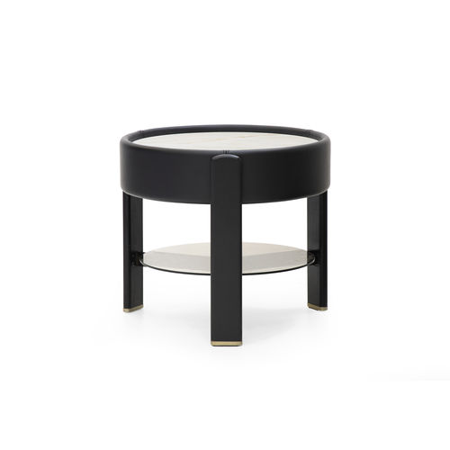 Table d'appoint contemporaine - KEAN - Formitalia Group - en verre / en cuir / en marbre