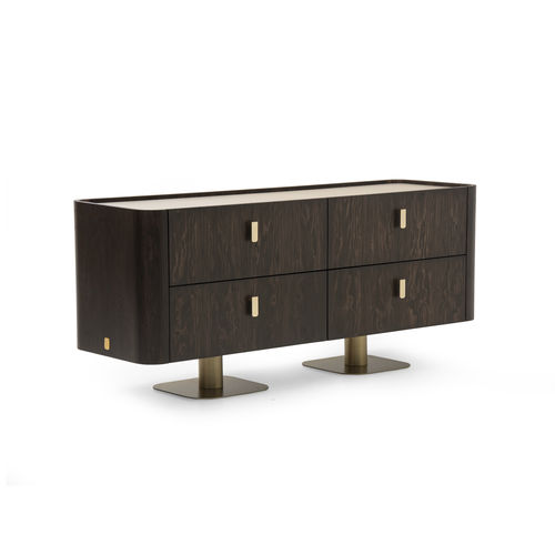 Commode contemporaine - OVERSEAS - Formitalia Group - en placage de bois / en cuir / pour chambre d'hôtel