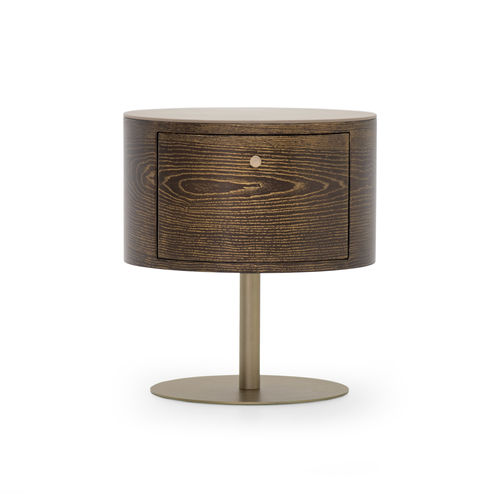 Table de chevet contemporaine - OVERSEAS V - Formitalia Group - en placage de bois / en cuir / avec piètement en métal