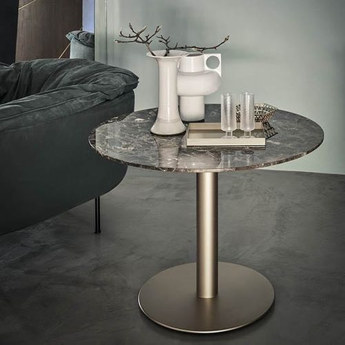 Table d'appoint contemporaine - Doni 62 - Frag - en marbre / avec piètement en acier peint / ronde