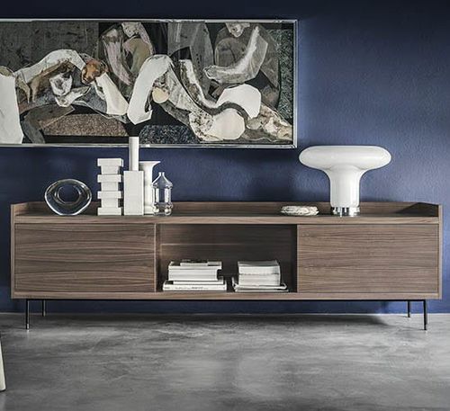 Buffet contemporain - Priv&eacute; A - Frag - en noyer / en métal / en verre
