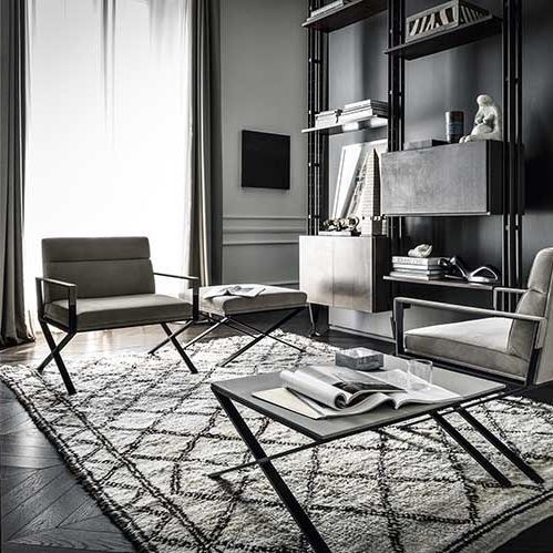 Fauteuil contemporain - Sahrai L - Frag - en tissu / en cuir / en acier poli