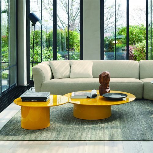 Table basse contemporaine - Myon 120 - Frag - en MDF laqué / en marbre / avec piètement en MDF laqué