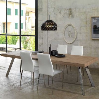 Table contemporaine - T52 DENVER - Friulsedie Sud by Dalmasson - en chêne / en chrome / rectangulaire