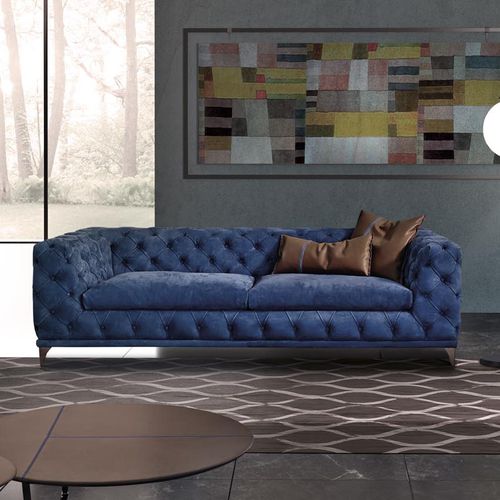 Canapé chesterfield - ASTON  - Gamma Arredamenti International - en cuir / beige / bleu