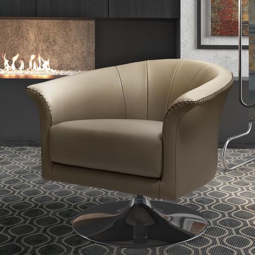 Fauteuil contemporain - OYSTER - Gamma Arredamenti International - en cuir / en chrome / piètement central