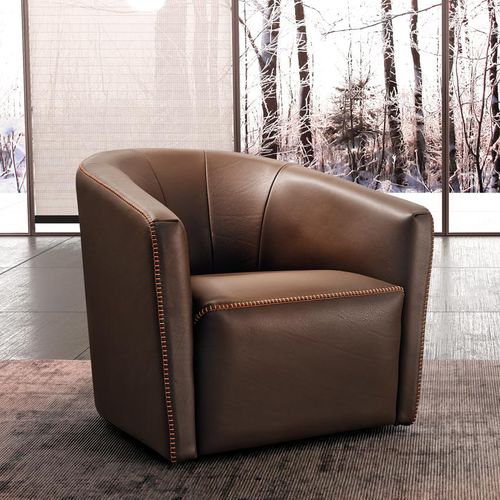 Fauteuil contemporain - SHARON - Gamma Arredamenti International - en cuir / marron