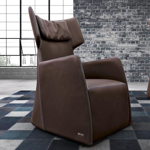 Fauteuil contemporain - CLUB - Gamma Arredamenti International - en cuir / à oreilles / avec repose-tête
