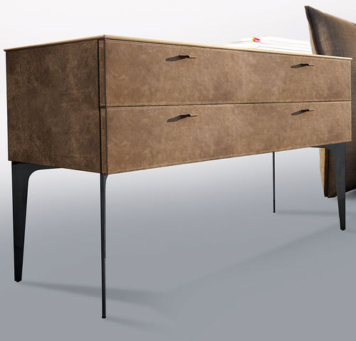 Table de chevet classique - K08 - Gamma Arredamenti International - en verre fumé / en acier inoxydable / en cuir