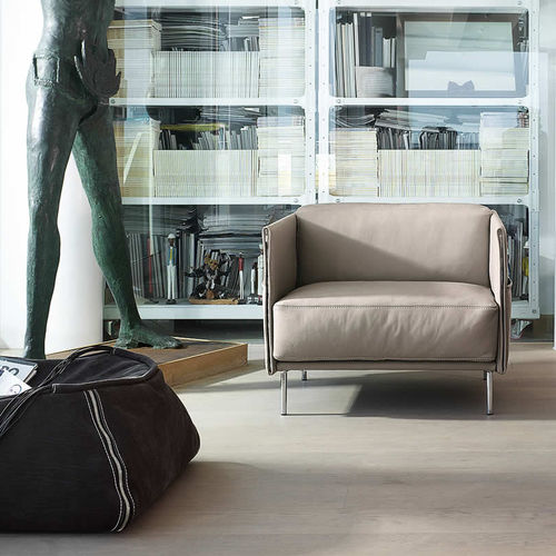 Fauteuil contemporain - TRENCH - Gamma Arredamenti International - en cuir / en chrome / avec rangement